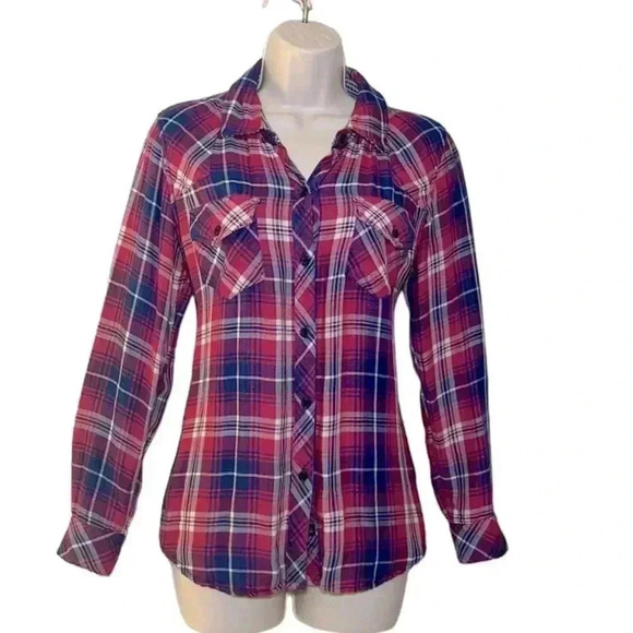 Rails Kendra Plaid Button Down Shirt Blue Red White XS - Picture 2 of 9